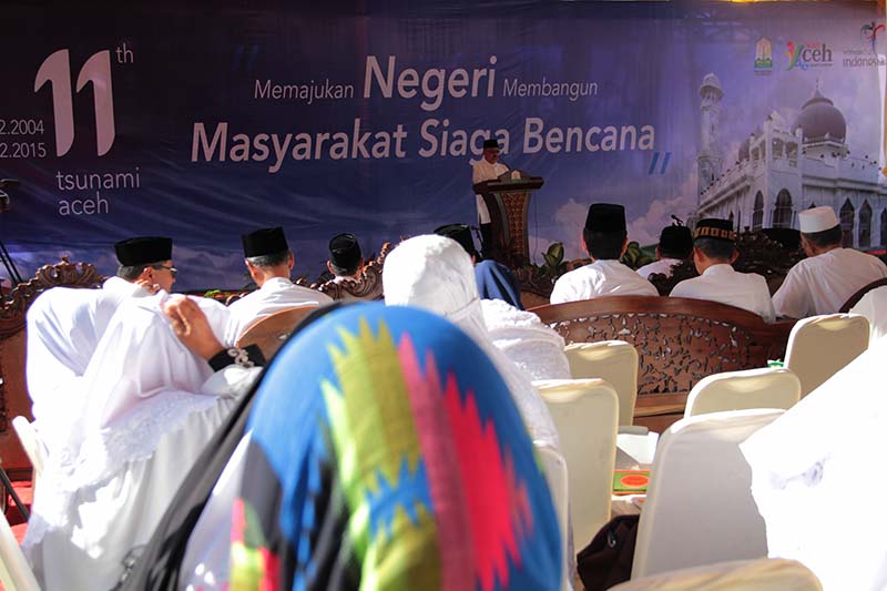 Peringatan 11 tahun tsunami mengambil tema 'Memajukan Negeri Membangun Masyarakat Siaga Bencana' bertempat di Halaman Masjid Rahmatullah, Lampuuk, Aceh Besar (Foto M Iqbal/SeputarAceh.com)