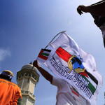 Komite Nasional Rakyat Palestina melakukan aksi peduli Gaza di depan Masjid Raya Baturrahman (Foto M Iqbal/SeputarAceh.com)