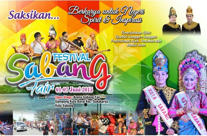 SETELAH sukses digelar tahun lalu, Festival Sabang Fair (FSF) 2015 akan kembali menyapa Anda khususnya bagi wisatawan bersiap-siap untuk bulan Juni mendatang yang dipastikan akan diikuti oleh sejumlah kabupaten/kota se Aceh.